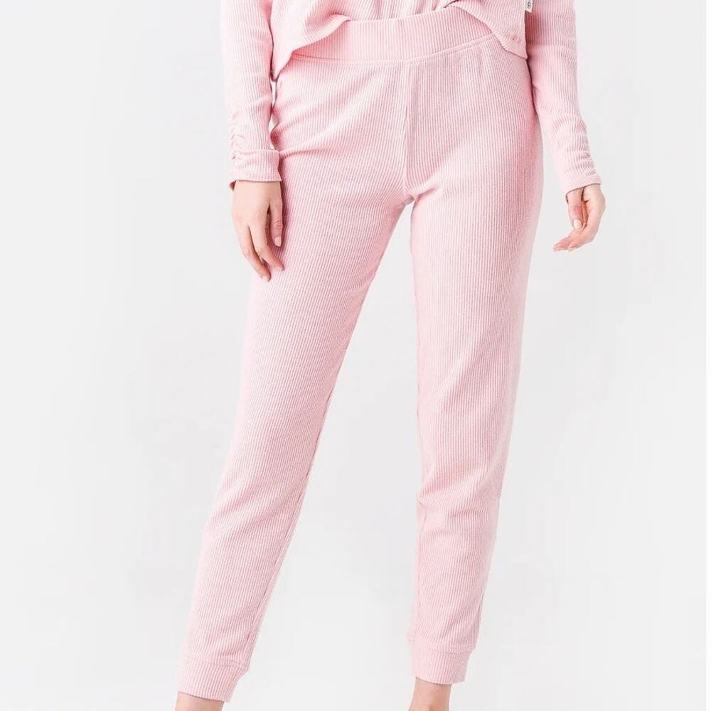 UGG Womens Kylo Brushed Rib Knit Jogger Sweatpants Size S Pink Lounge Cozy Soft